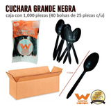 Cuchara Grande Negra Desechable, 1000 Pzas (40paq C/25pzas)