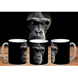 Taza De Ceramica Mono Gorila 3d 4k Art