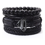 Pulsera Brazalete Hombre Superman Moderna Varonil Negro