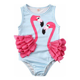 Traje De Baño Completo  Niña/ Bebe   Flamingos