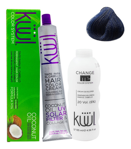 Kit Tinte De Cabello Kuul 90 Ml Naturales  + Peroxido 20 Vol