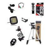 Kit Youtuber Bastão De Selfie Microfone Lapela Tripé 0,80cm