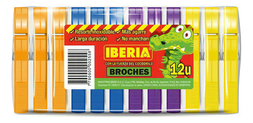 Broches De Plástico Para Ropa Cocodrilo Reforzado Iberia X12