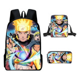 Mochila De Naruto De 3 Piezas Con Lonchera, Estuche For Láp