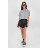 Falda Short Corto De Efecto Piel Bajo V High Street