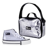 Zapatillas Botitas Addnice Plateadas Vulcan Metallic + Bolso