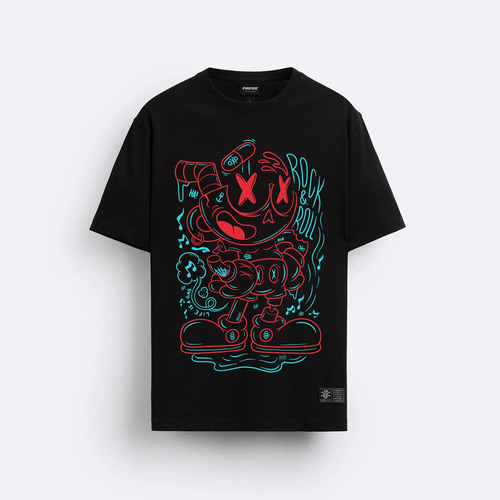 Remera Pimpum Original - Cuphead - Negro