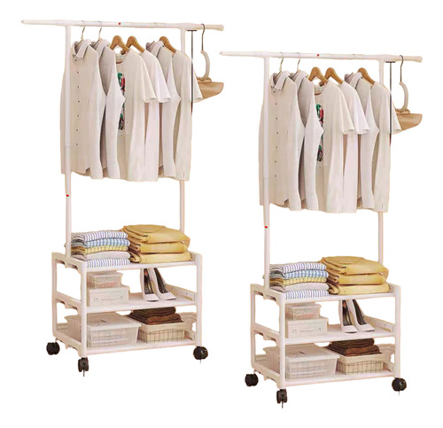 Juego De 2 Rack Organizador; Con Llantas, Zapatera; Ropero