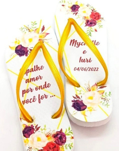 Chinelo Personalizado Casamento Lembrancinha Cor 20 Pares