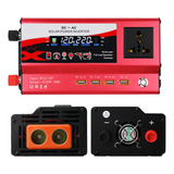 Inversor Bivoltaje 12v24v-110v4000w Coche Con Luz 4usb Rojo