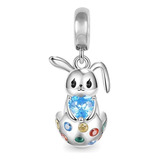 Charm Plata S925 Dije Para Pulsera Conejo Pascua