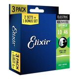 Pack C/ 3 Encordoamento Elixir 010 Optiweb Light 16552