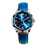 Reloj Para Mujer Yess Sm 19608 Correa Cuero Azul 