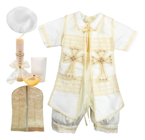 Traje Bautizo Niño Bombacho Ropón + Boina Modelo Enrique