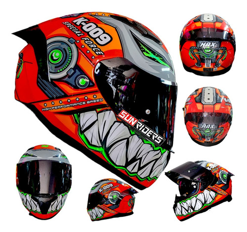 Casco Moto Hax Obsidian K-009 Dot/ece R22.05 + Pinlock 30