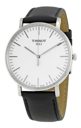 Reloj Tissot Everytime Plateado Esfera Blanca Boleta Color De La Correa Negro