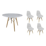 Mesa Jantar Redonda 80cm Eiffel Charles Eames + 4 Cadeiras