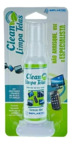 Limpa Tela Cleaner C/ Flanela Implastec 60ml