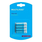 Pilhas Recarregáveis Aaa Multilaser 1000mah 4 Unidades 