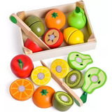 Corta Frutas Madera Con Cajoncito Iman Didactico Infantil