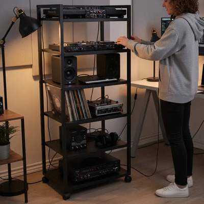 Estante Soporte Equipos Audio Rack Sonido Resistente Hifi Negro