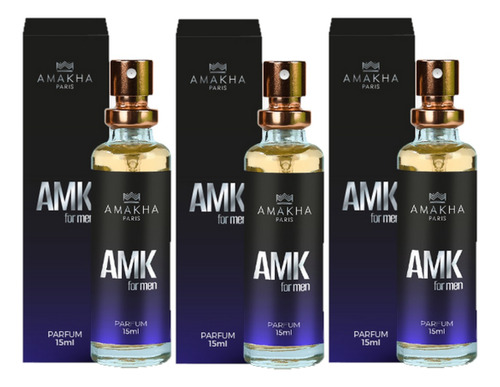Kit 3 Perfumes Rb Masculino 15ml Parfum Amakha Paris Bolso