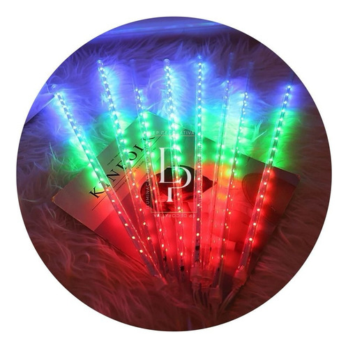 Jogo 8 Tubo Snow Led 50cm 192leds Chuva Meteoro Cascata Azul