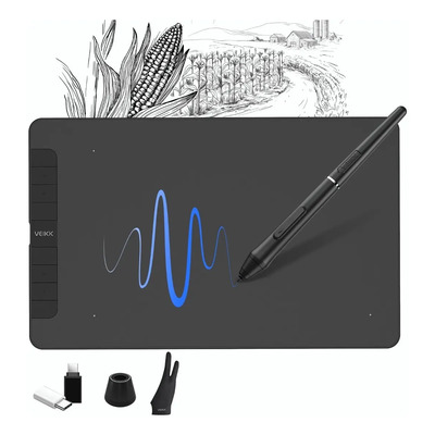Tableta Gráfica Veikk VK1060 con Lápiz 8192 Niveles y 8 Teclas Rápidas | Meses sin interés