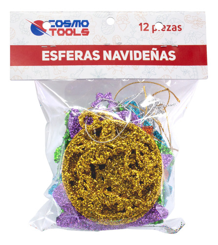 Esferas Navideñas Plástico 12 Pzas Cosmotools