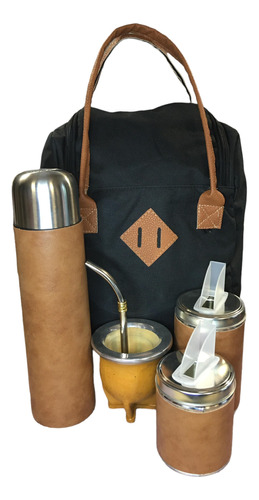 Set Matero Completo Mochila Termo  Mate Calabaza Cuero