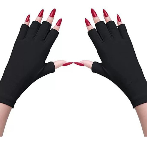 Guantes De Protección Uv Sin Dedos Para Manicure Color Negro