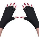 Guantes De Protección Uv Sin Dedos Para Manicure Color Negro