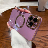 Funda Para iPhone 13 14 Magsafe Con Protector De Lente Case Color Púrpura For iPhone 14 Plus