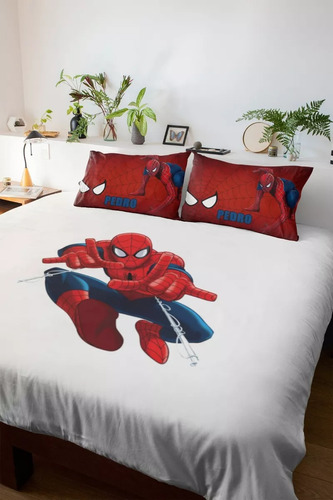 Coberta Manta Microfibra Casal Com Fronhas Homem Aranha