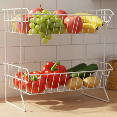 Frutero Botadero Anaquel Organizador Alambre 2niveles Oferta Blanco