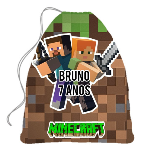 40 Sacolinha Surpresa Minecraft 20cmx15cm