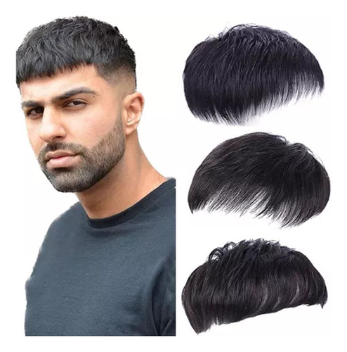 1 Topper De Cabelo Humano Masculino Fibra Perucas Curtas X2