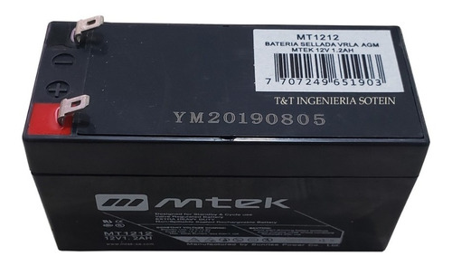 Bateria 12v 1.2ah Mtek Con Iva