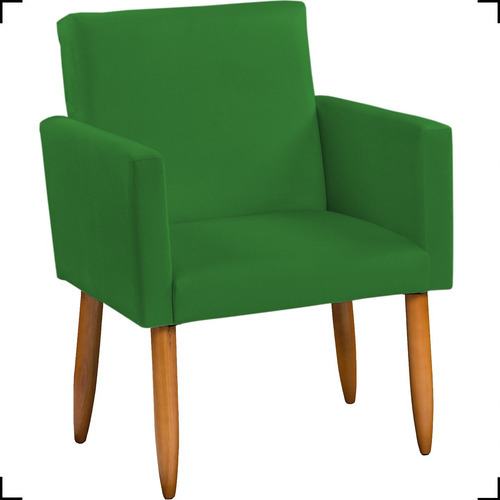 Kit 2 Poltronas Decorativas Nina Pé Palito Cores Cor Verde Desenho Do Tecido Suede Liso