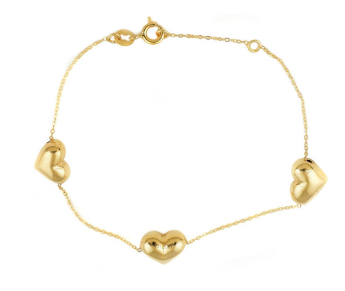 Pulsera Corazones Oro 14k, Doble O