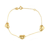 Pulsera Corazones Oro 14k, Doble O