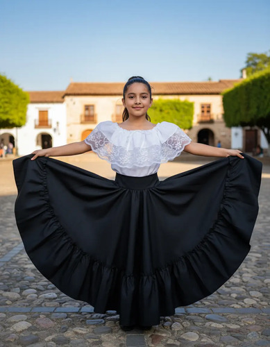 Falda Folklorica Y Blusa Niña Danza Folklorica Medio Vuelo