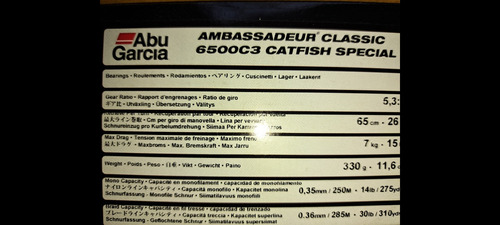 Reel Abu Garcia Classic 6500c3 Catfish Special Sueco Sin Uso