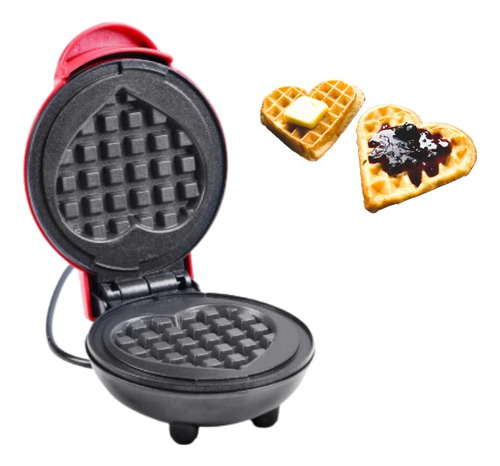 Mini Panela Grill Elétrica Formato Coração Waffles Premium