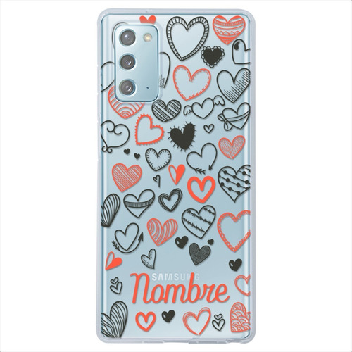 Funda Galaxy Antigolpes Corazones Personalizada Tu Nombre