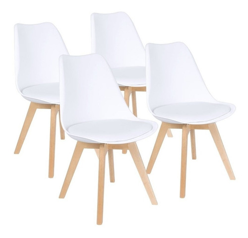 Silla Eames Tulip Con Almohadon Dsw Patas De Madera X4