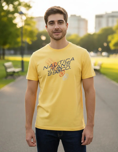 Playera Nautica Caballero Paja Modelo V36911 100% Original