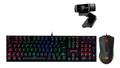 Kit Teclado Mitra + Mouse Cobra + Webcam Logitech C922 Pro