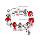 Bracelete Feminino Berloques Prateado Presente Criativo Red