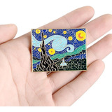 Pin Broche Metálico Van Gogh Noche Estrellada Girasoles